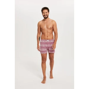 Men's boxer shorts Arctic - dark red print