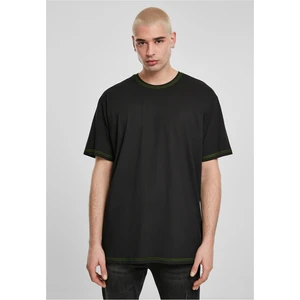 Heavy Oversized Contrast Stitch Tee Black/Electric Lime