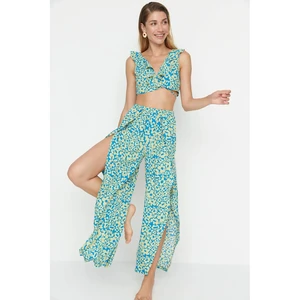 Trendyol Green Floral Patterned Slit Bottom-Top Set