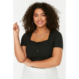 Trendyol Curve Plus Size Blouse - Black - Fitted