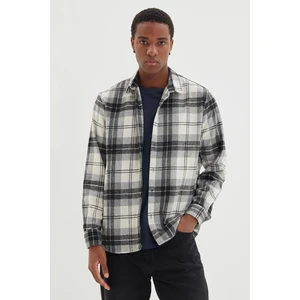 Trendyol Gray Men's Regular Fit Plaid Lumberjack Shirt