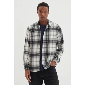 Trendyol Gray Men's Regular Fit Plaid Lumberjack Shirt