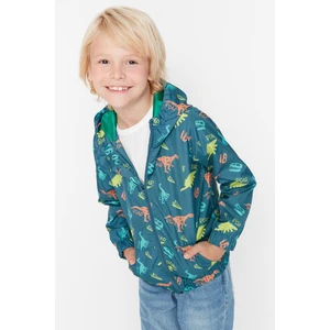 Trendyol Oil Boy Hoodie With Pocket Dinosaur Patterned Raincoat