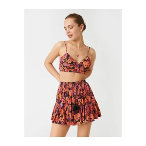 Koton Tiered Mini Skirt with Floral Pattern