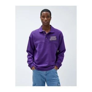 Koton Polo Neck Embroidered Sweatshirt