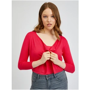 Orsay Dark pink Ladies Cropped Cardigan - Women