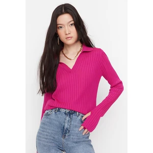 Trendyol Fuchsia Polo Collar Knitwear Sweater