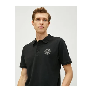 Koton T-shirt with a Lapel Collar Slim Fit Buttoned Short Sleeves