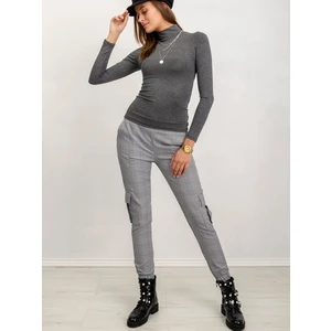 RUE PARIS dark gray turtleneck blouse