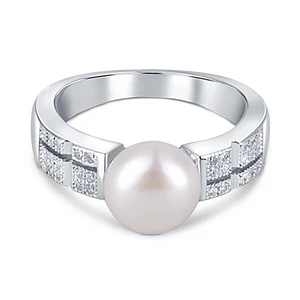 JwL Luxury Pearls Elegantný prsteň s pravou perlou a zirkónmi JL0646 55 mm