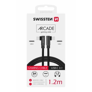 Dátový kábel Swissten USB-C/USB-C textilný s podporou rýchlonabíjania, čierny