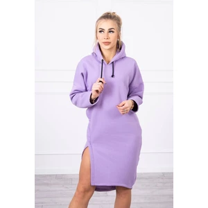 Dress with a hood and a slit on the side purple