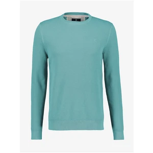 Turquoise men's ribbed basic sweater LERROS - Men