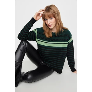 Trendyol Green Color Block Oversize Knitwear Sweater