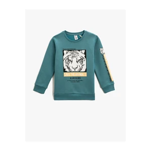 Koton Tiger Print Sweatshirt Long Sleeved Crew Neck