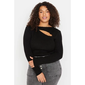 Trendyol Curve Plus Size Sweater - Black - Regular fit