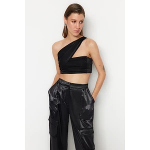 Trendyol Crop Top - Black - Plain