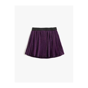 Koton Mini Pleated Skirt with Silvery Elastic Waist