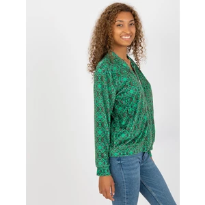 Green patterned bomber sweatshirt RUE PARIS with pockets