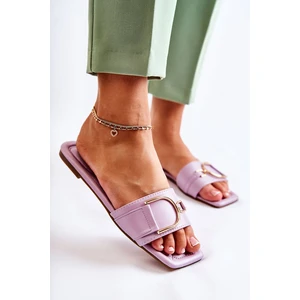 Women's classic leather slippers with décor purple Shilla