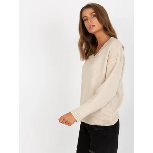 Beige knitted classic sweater RUE PARIS