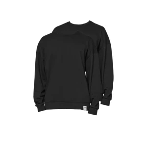 Trendyol 2-Pack Black-Grey Basic Oversize/Wide-Cut Fleece Label Sweatshirt