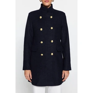 Trendyol Navy Blue Premium Gold Button Detailed Stamp Coat