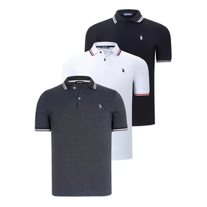 TRIPLE SET T8594 DEWBERRY MENS T-SHIRT-BLACK-WHITE-ANTHRACITE