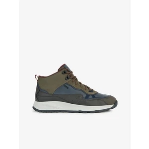 Khaki Mens Ankle Sneakers with Suede Details Geox Terrestre - Men