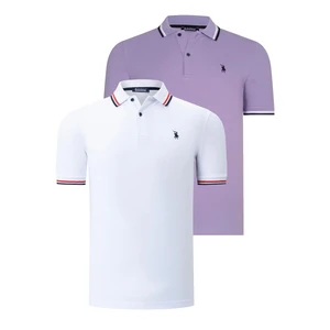 DUAL SET T8594 DEWBERRY MENS T-SHIRT-WHITE-LILAC