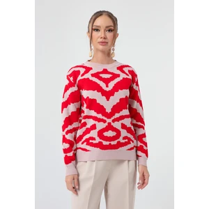 Lafaba Women's Red Zebra Jacquard Knitwear Sweater