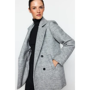 Trendyol Gray Premium Oversize Wide-Cut Wool Cachet Coat