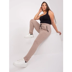 Beige plus size sweatpants with drawstring from Savage