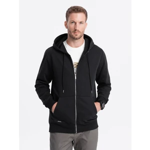 Ombre Men's unbuttoned hooded sweatshirt - black