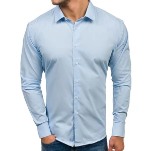 Blankytná pánska elegantá košeľa s dlhými rukávmi BOLF TS100