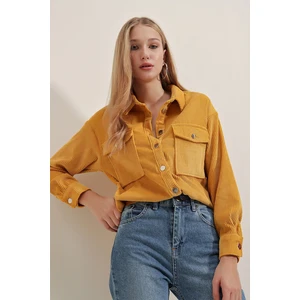 Bigdart 3865 Striped Corduroy Shirt - Mustard