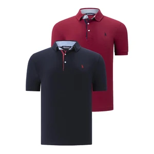 DUAL SET T8582 DEWBERRY MENS T-SHIRT-NAVY BLUE- BURGUNDY