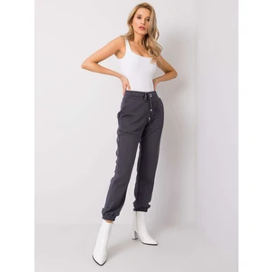 RUE PARIS Dark gray women's sweatpants