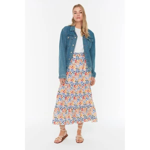 Trendyol Ecru Colored Floral Patterned Skirt