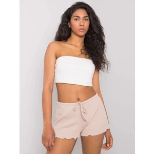 RUE PARIS Beige ribbed shorts