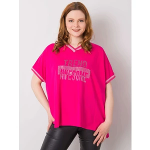 Oversized fuchsia women's blouse with applique