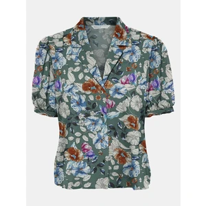 Green Floral Short Sleeve Shirt ONLY-Nova - Women