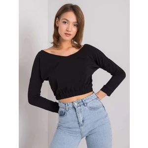 RUE PARIS Black blouse with long sleeves