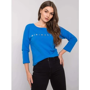 Women's dark blue blouse with an inscription