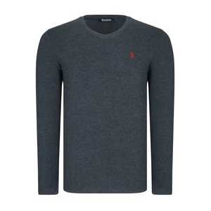 T8587 DEWBERRY V-NECK MEN'S SWEATSHIRT-FLAT ANTHRACIC