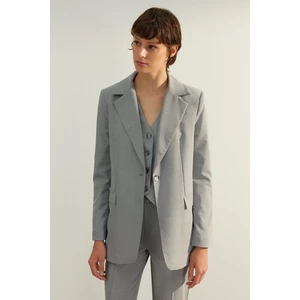 Trendyol Gray Premium Regular Lined Woven Blazer Jacket