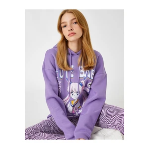 Koton Oversize Anime Sweatshirt Hoodie With Fleece Inner