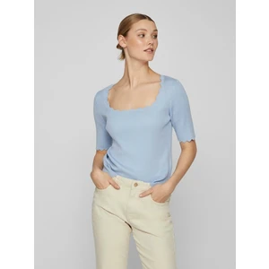 Light blue women's ribbed T-shirt VILA Lana - Women