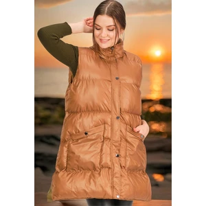 Z6729 DEWBERRY HK STYLE LADIES VEST-FLAT CAMEL