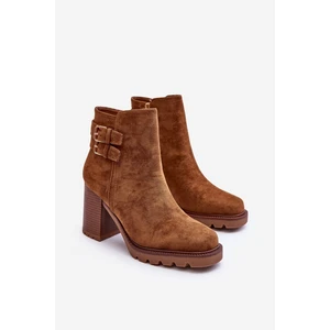 Brown Makeline High Heeled Suede Boots